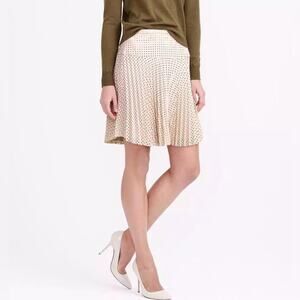 J. Crew Laser Cut Pleated Cream Perforated Cutout A-Line Preppy Mini Skirt Sz. 2